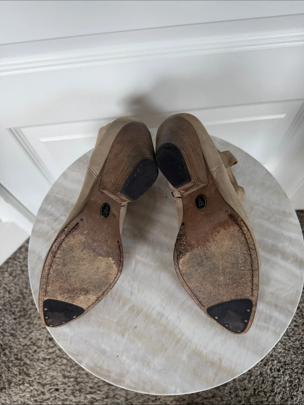 Frye Taupe Suede Ankle Boots with Side Zip